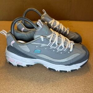 Skechers DLites Grey Pink Silver Memory Foam Sneakers 11947 GYLP Womens 7